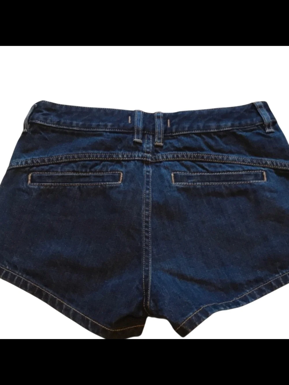 Free People Dark Blue Denim Shorts with White Pocket Trim
